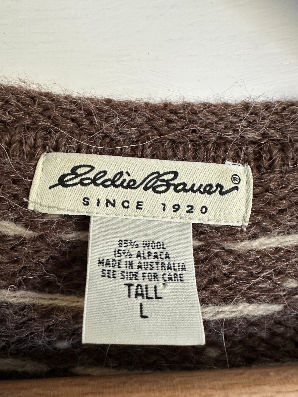 Vtg Eddie Bauer Nordic Wool / Alpaca Cardigan Sweater Faire Isle Large Tall - Picture 3 of 4